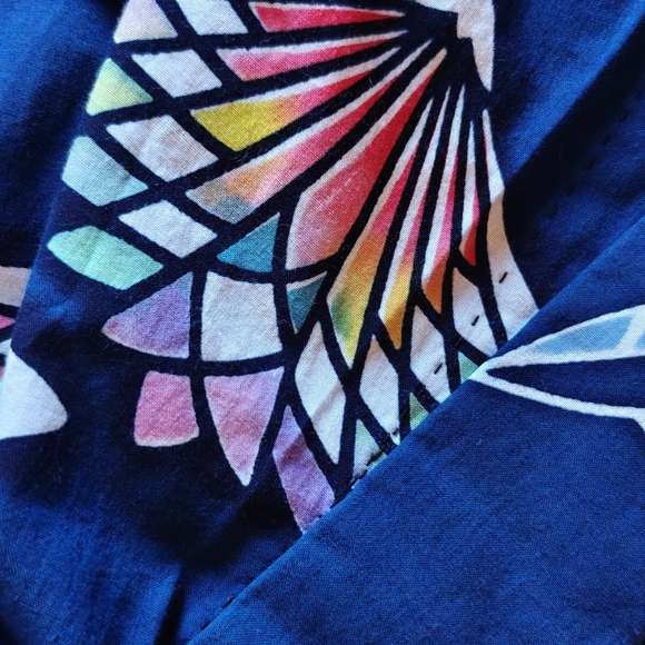 Blue Unisex Kimono; Slate Blue with Multicoloured Lotus Flower Design. - Picture 11 of 11